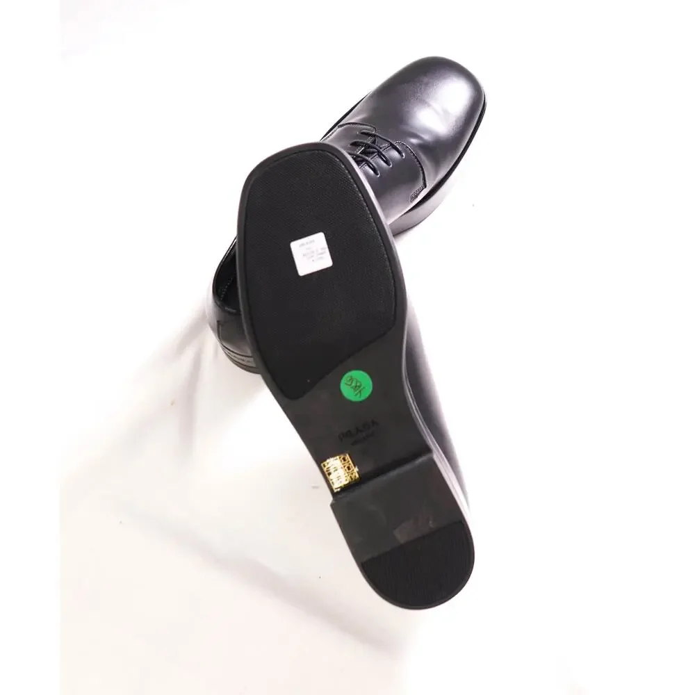 $1,170 PRADA- Black Leather PLATFORM Oxfords- 9 US (8 Prada)
